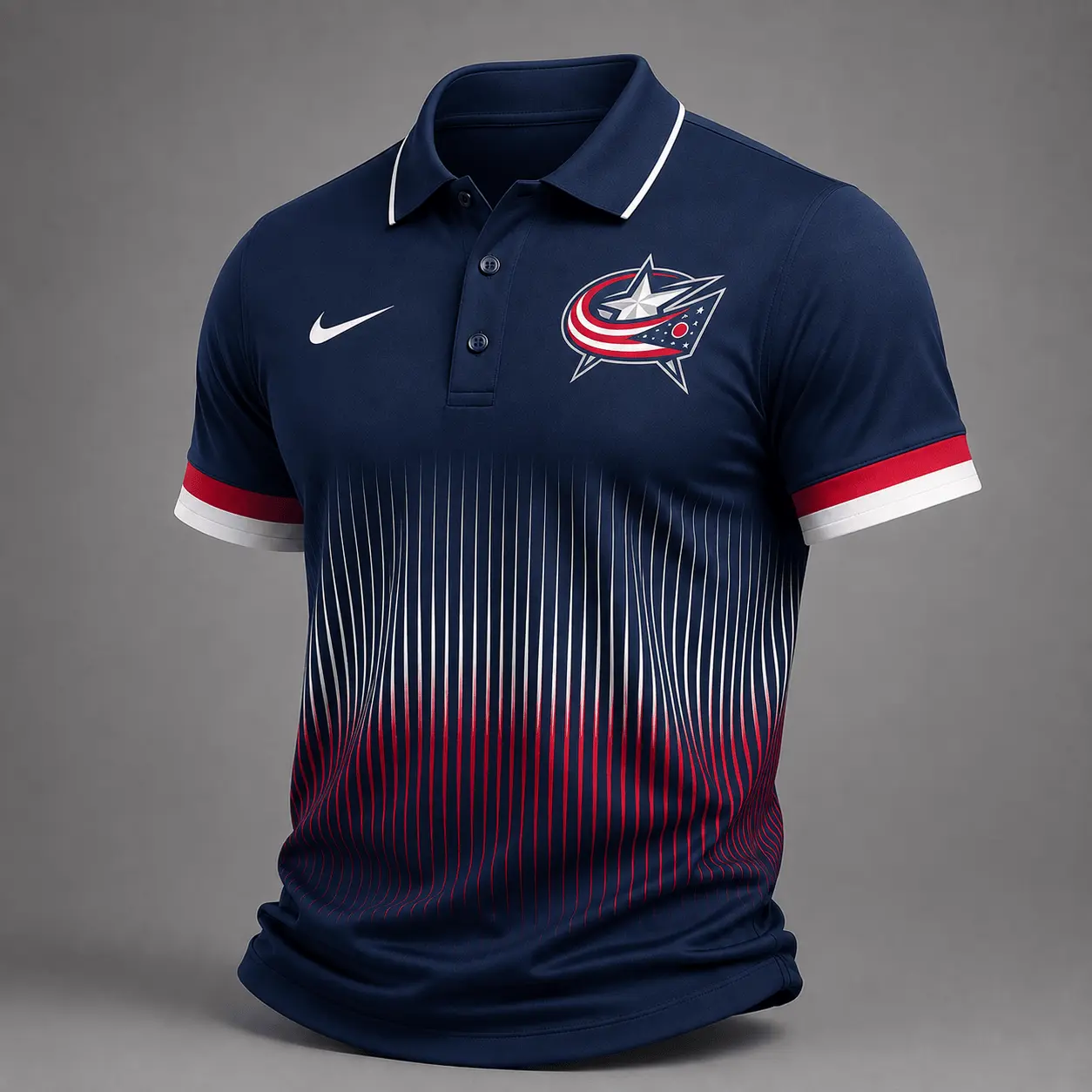 Columbus Blue Jackets | Premium NHL Gradient Pinstripe Performance Polo Shirt NDN