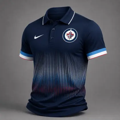 Winnipeg Jets | Premium NHL Gradient Pinstripe Performance Polo Shirt NDN