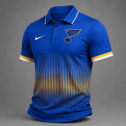St. Louis Blues | Premium NHL Gradient Pinstripe Performance Polo Shirt NDN