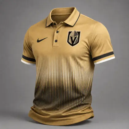 Vegas Golden Knights | Premium NHL Gradient Pinstripe Performance Polo Shirt NDN