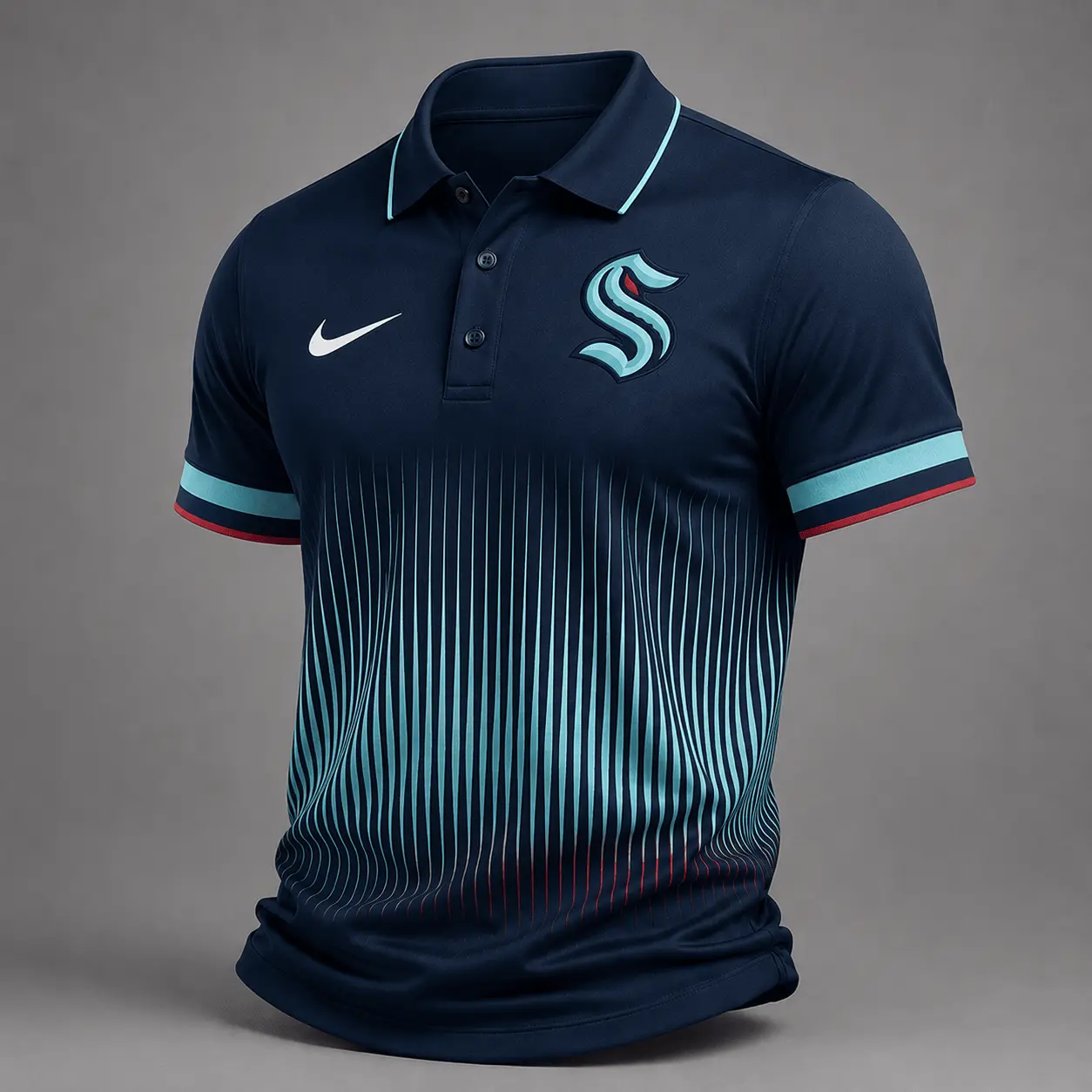 Seattle Kraken | Premium NHL Gradient Pinstripe Performance Polo Shirt NDN