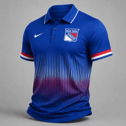 New York Rangers | Premium NHL Gradient Pinstripe Performance Polo Shirt NDN