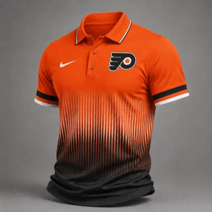Philadelphia Flyers | Premium NHL Gradient Pinstripe Performance Polo Shirt NDN