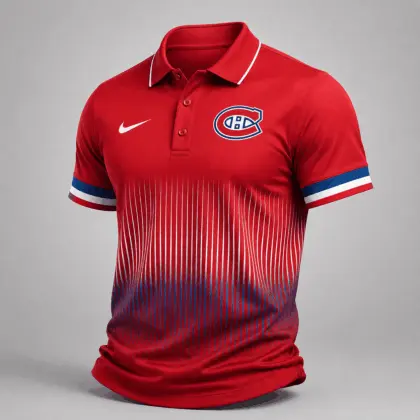 Montreal Canadiens | Premium NHL Gradient Pinstripe Performance Polo Shirt NDN