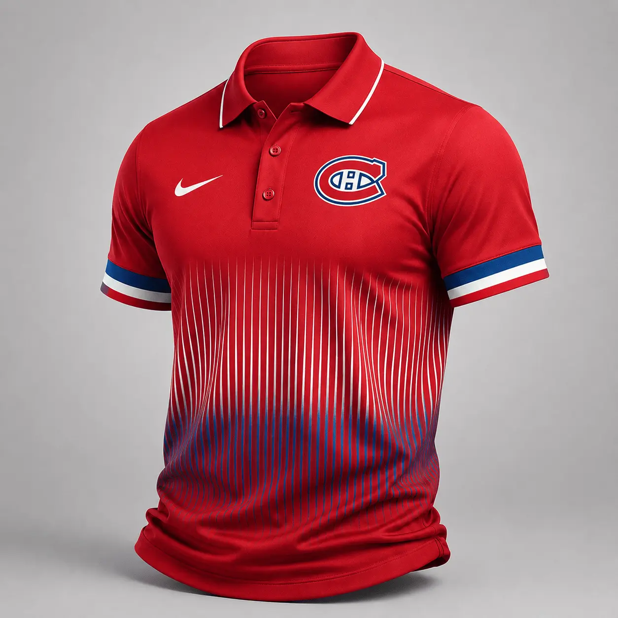 Montreal Canadiens | Premium NHL Gradient Pinstripe Performance Polo Shirt NDN