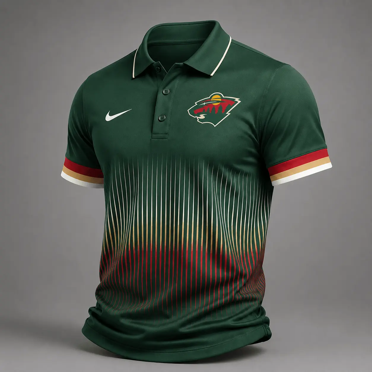 Minnesota Wild | Premium NHL Gradient Pinstripe Performance Polo Shirt NDN