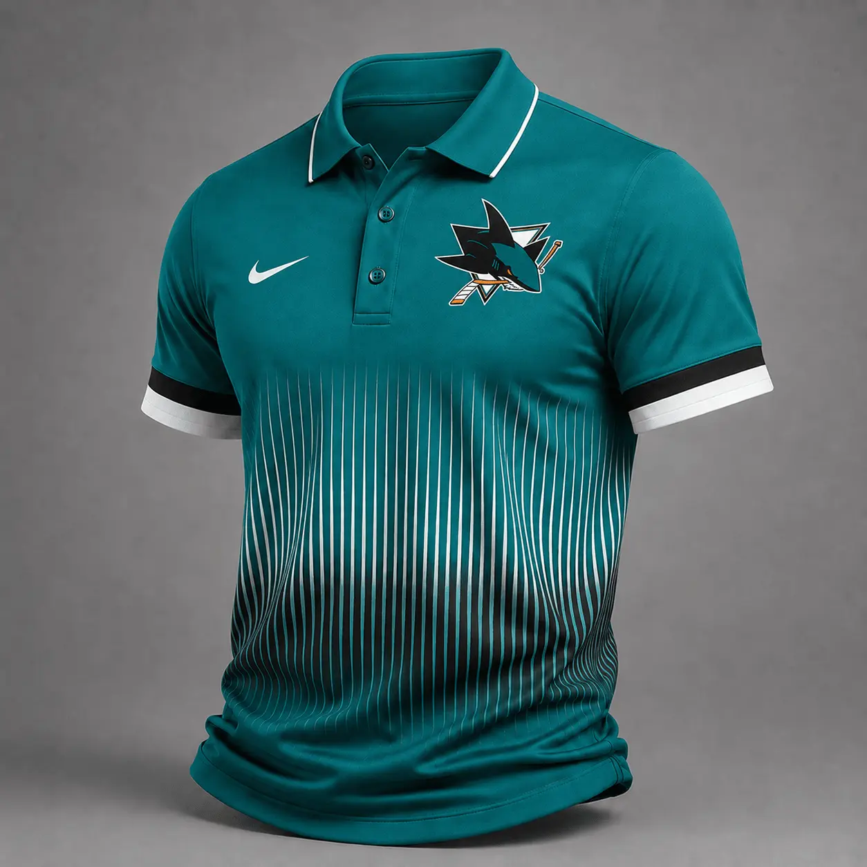 San Jose Sharks | Premium NHL Gradient Pinstripe Performance Polo Shirt NDN