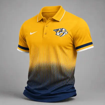 Nashville Predators | Premium NHL Gradient Pinstripe Performance Polo Shirt NDN