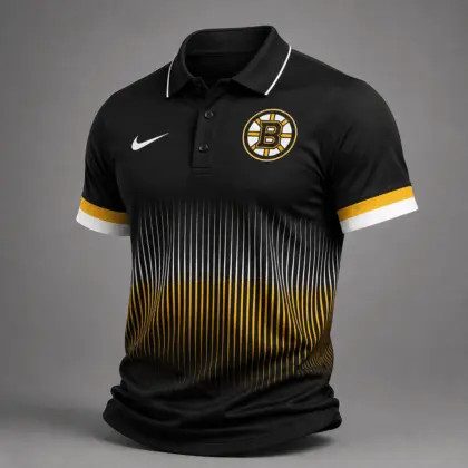 Boston Bruins | Premium NHL Gradient Pinstripe Performance Polo Shirt NDN