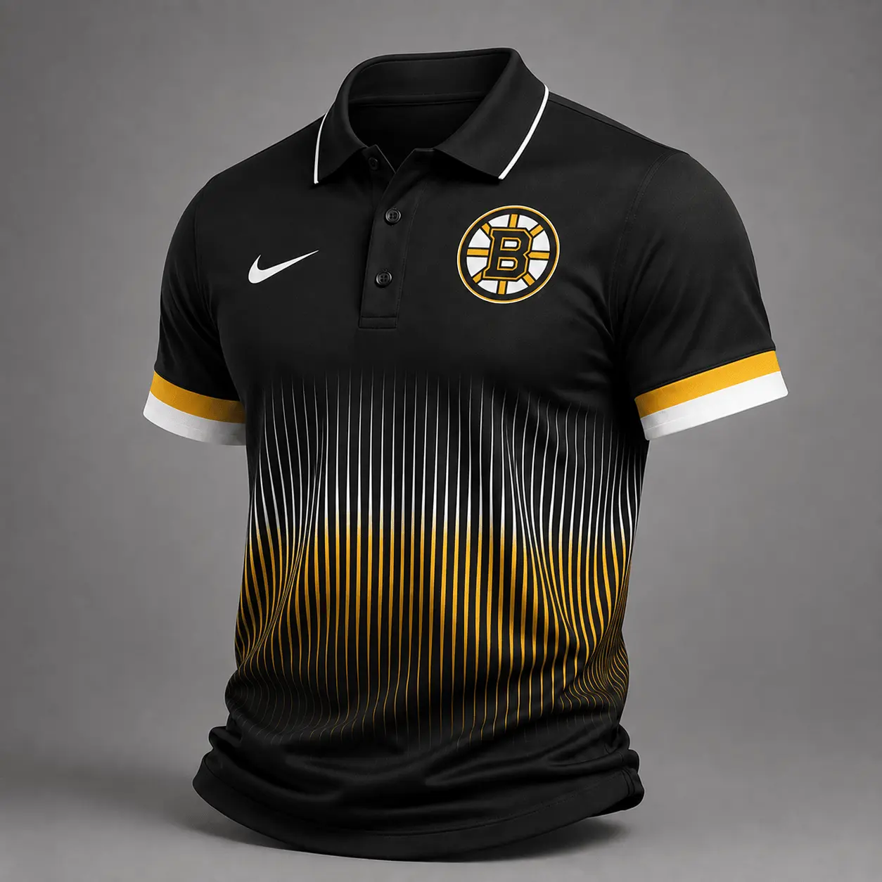 Boston Bruins | Premium NHL Gradient Pinstripe Performance Polo Shirt NDN