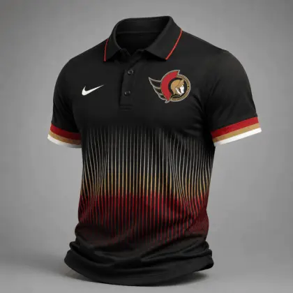 Ottawa Senators | Premium NHL Gradient Pinstripe Performance Polo Shirt NDN