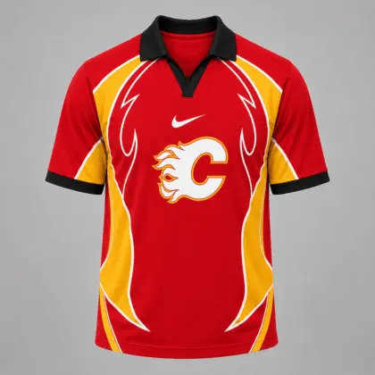 Calgary Flames | Premium NHL Dynamic Curve Performance Polo Shirt NDN