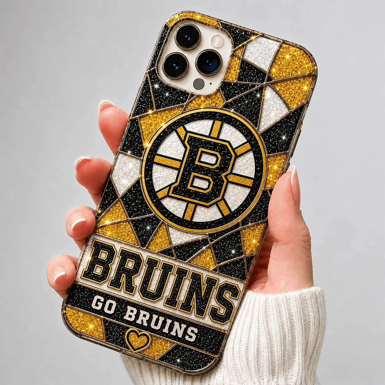 Boston Bruins | Premium NHL Glitter Mosaic Mascot Phone Case NDN