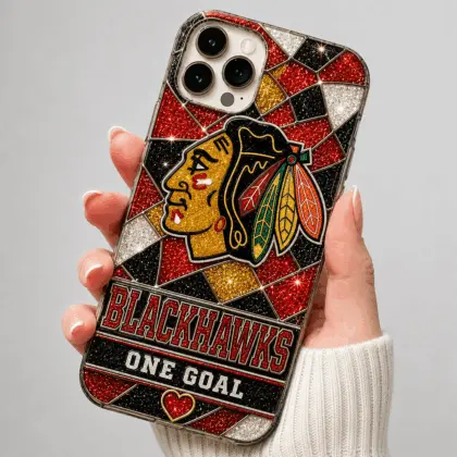 Chicago Blackhawks | Premium NHL Glitter Mosaic Mascot Phone Case NDN