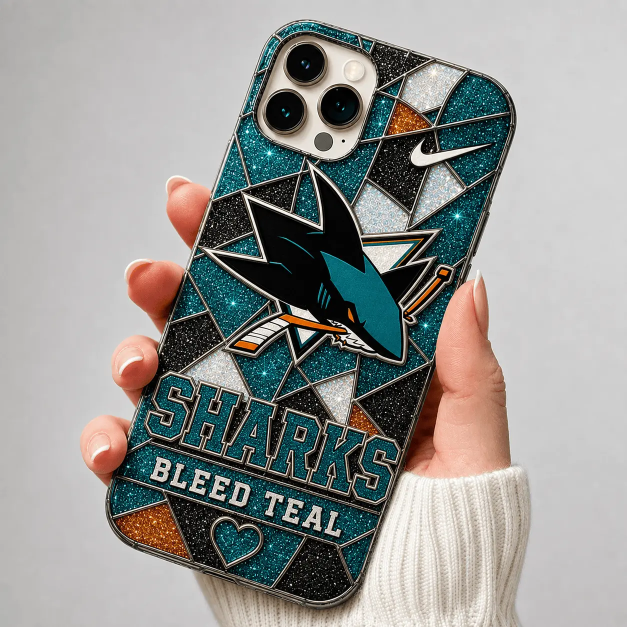 San Jose Sharks | Premium NHL Glitter Mosaic Mascot Phone Case NDN