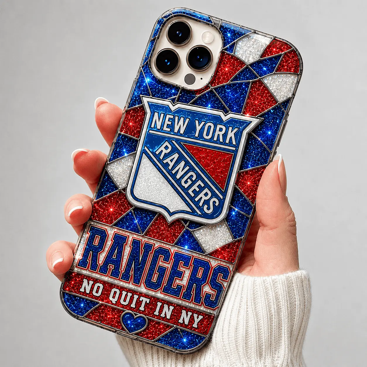 New York Rangers | Premium NHL Glitter Mosaic Mascot Phone Case NDN