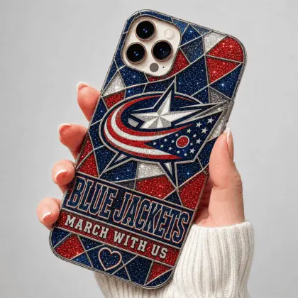 Columbus Blue Jackets | Premium NHL Glitter Mosaic Mascot Phone Case NDN