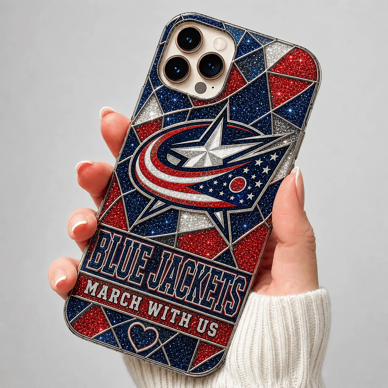 Columbus Blue Jackets | Premium NHL Glitter Mosaic Mascot Phone Case NDN
