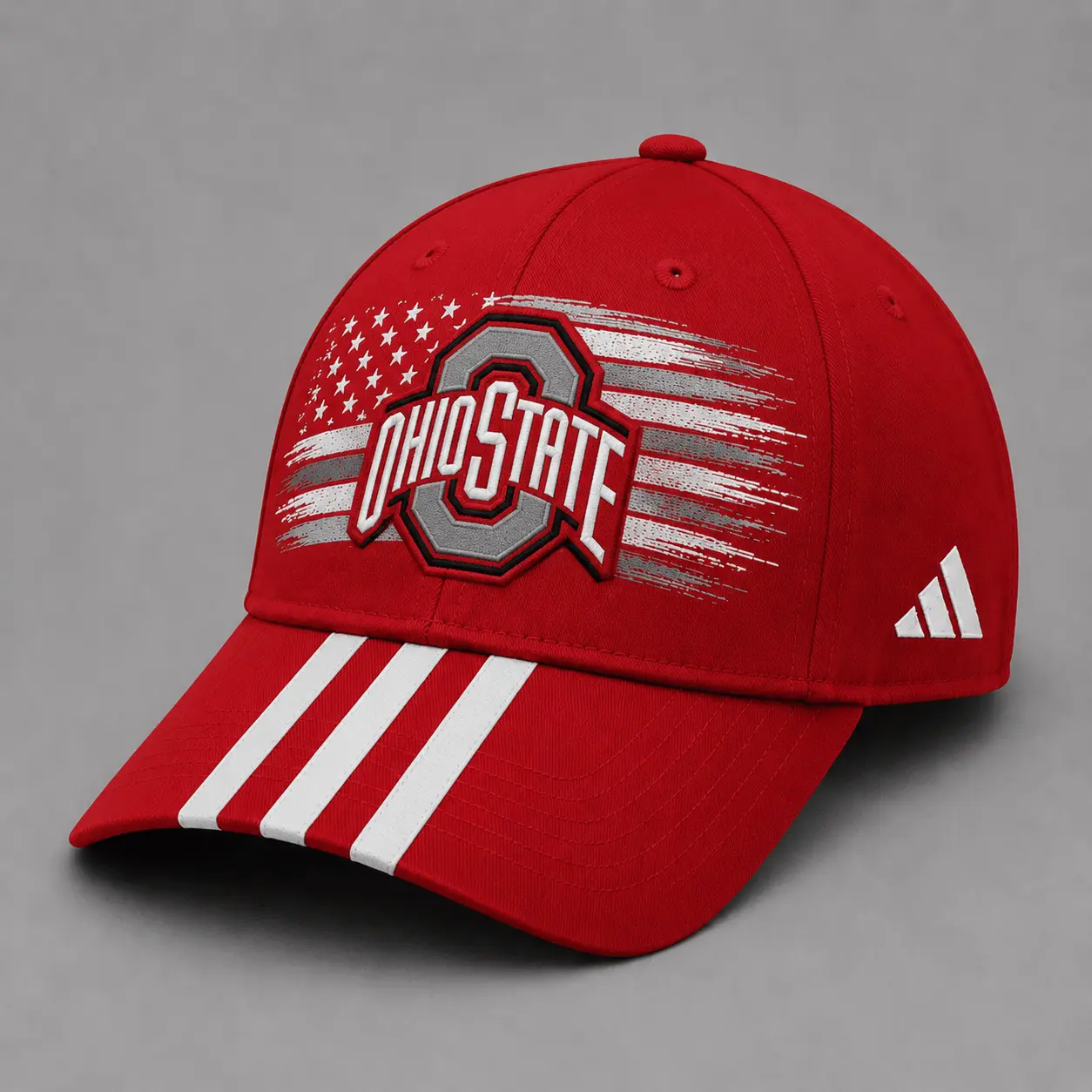 Ohio State Buckeyes | Premium NCAA American Flag Brush Logo Performance Cap