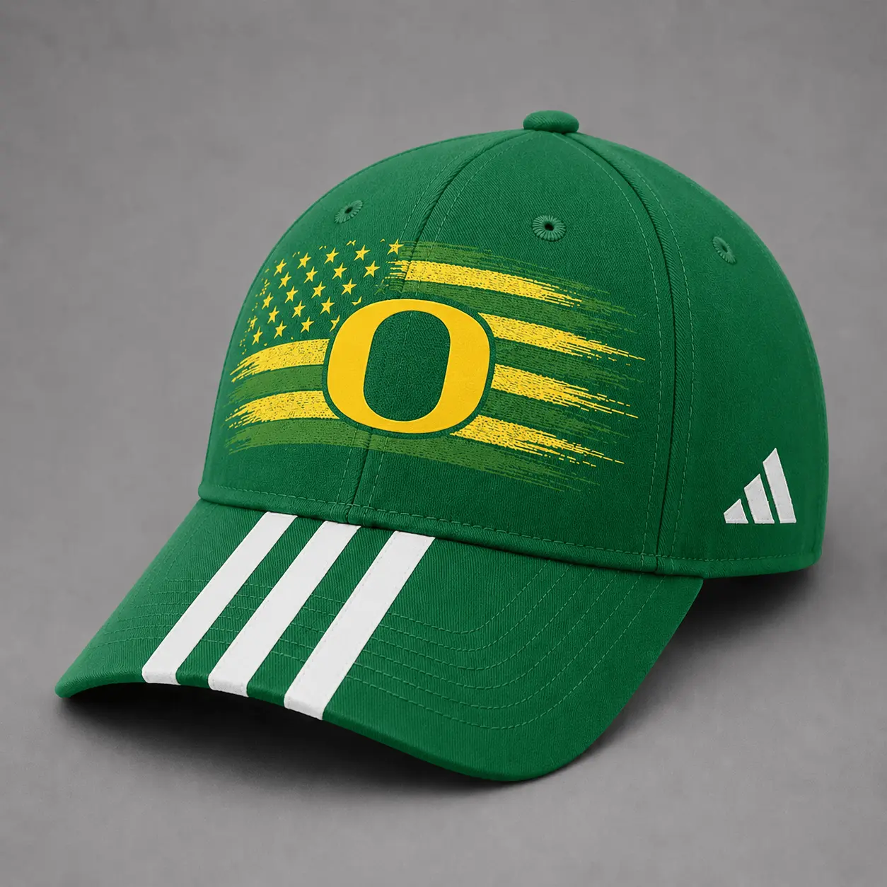 Oregon Ducks | Premium NCAA American Flag Brush Logo Performance Cap