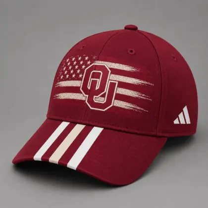 Oklahoma Sooners | Premium NCAA American Flag Brush Logo Performance Cap