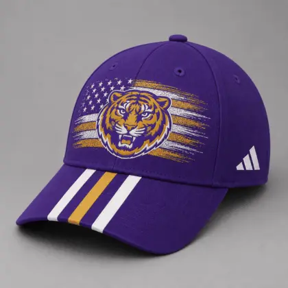 LSU Tigers | Premium NCAA American Flag Brush Logo Performance Cap