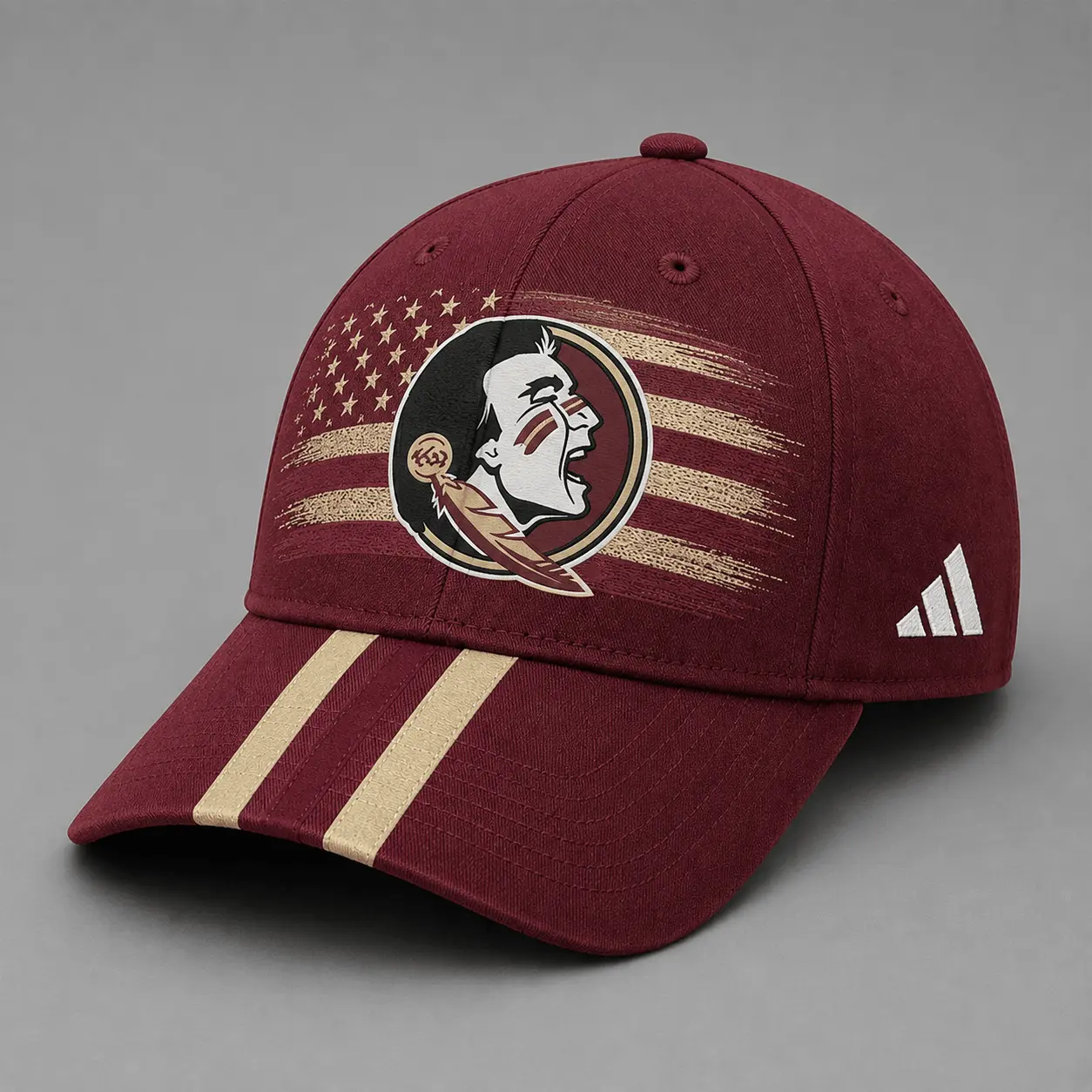 Florida State Seminoles | Premium NCAA American Flag Brush Logo Performance Cap