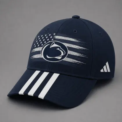 Penn State Nittany Lions | Premium NCAA American Flag Brush Logo Performance Cap