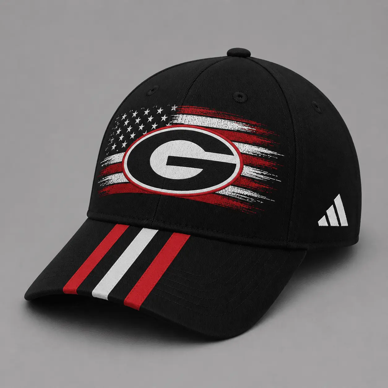 Georgia Bulldogs | Premium NCAA American Flag Brush Logo Performance Cap