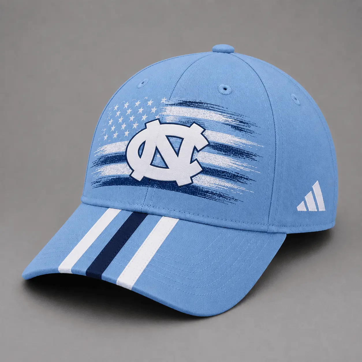 North Carolina Tar Heels | Premium NCAA American Flag Brush Logo Performance Cap