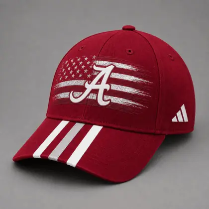 Alabama Crimson Tide | Premium NCAA American Flag Brush Logo Performance Cap