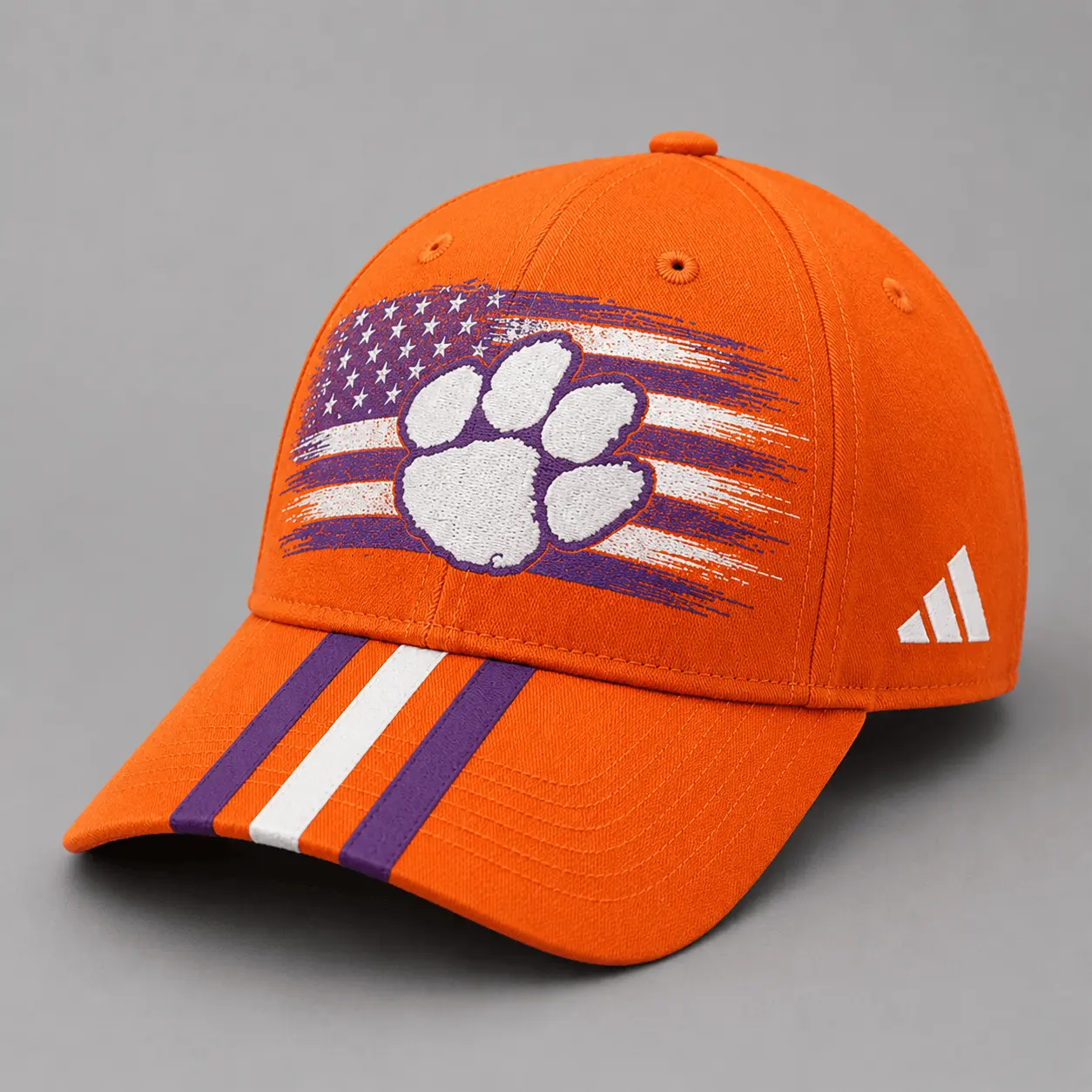 Clemson Tigers | Premium NCAA American Flag Brush Logo Performance Cap