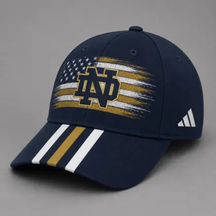 Notre Dame Fighting Irish | Premium NCAA American Flag Brush Logo Performance Cap