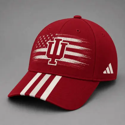 Indiana Hoosiers | Premium NCAA American Flag Brush Logo Performance Cap
