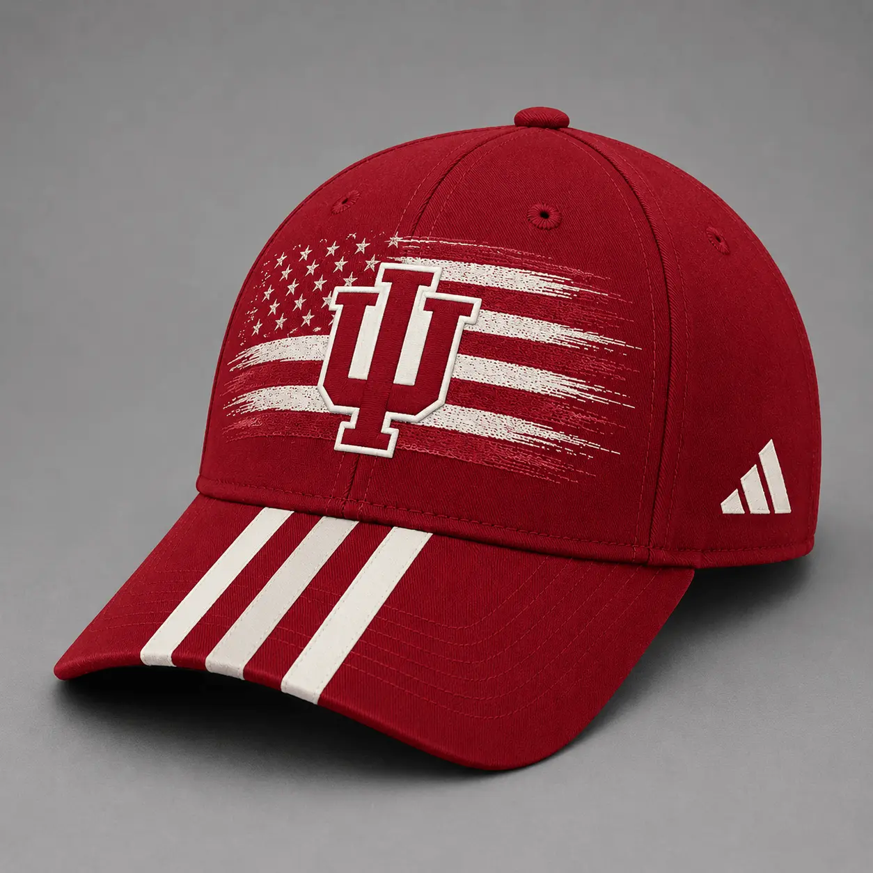 Indiana Hoosiers | Premium NCAA American Flag Brush Logo Performance Cap