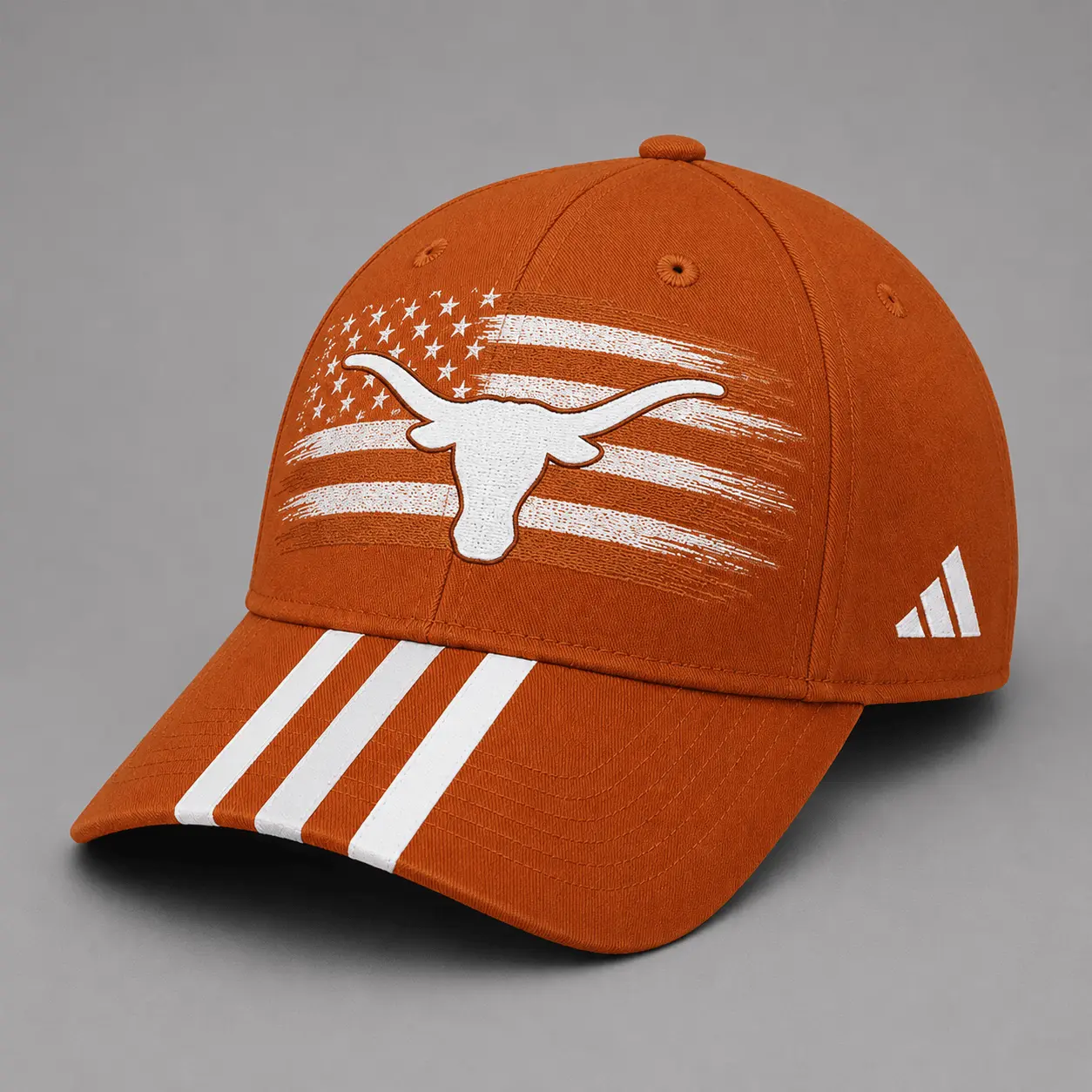 Texas Longhorns | Premium NCAA American Flag Brush Logo Performance Cap