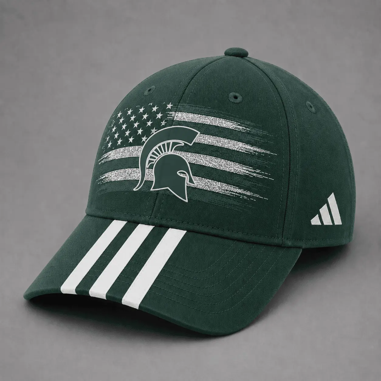 Michigan State Spartans | Premium NCAA American Flag Brush Logo Performance Cap