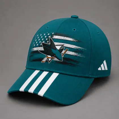 San Jose Sharks | Premium NHL Vintage American Flag Stripe Sports Cap NDN