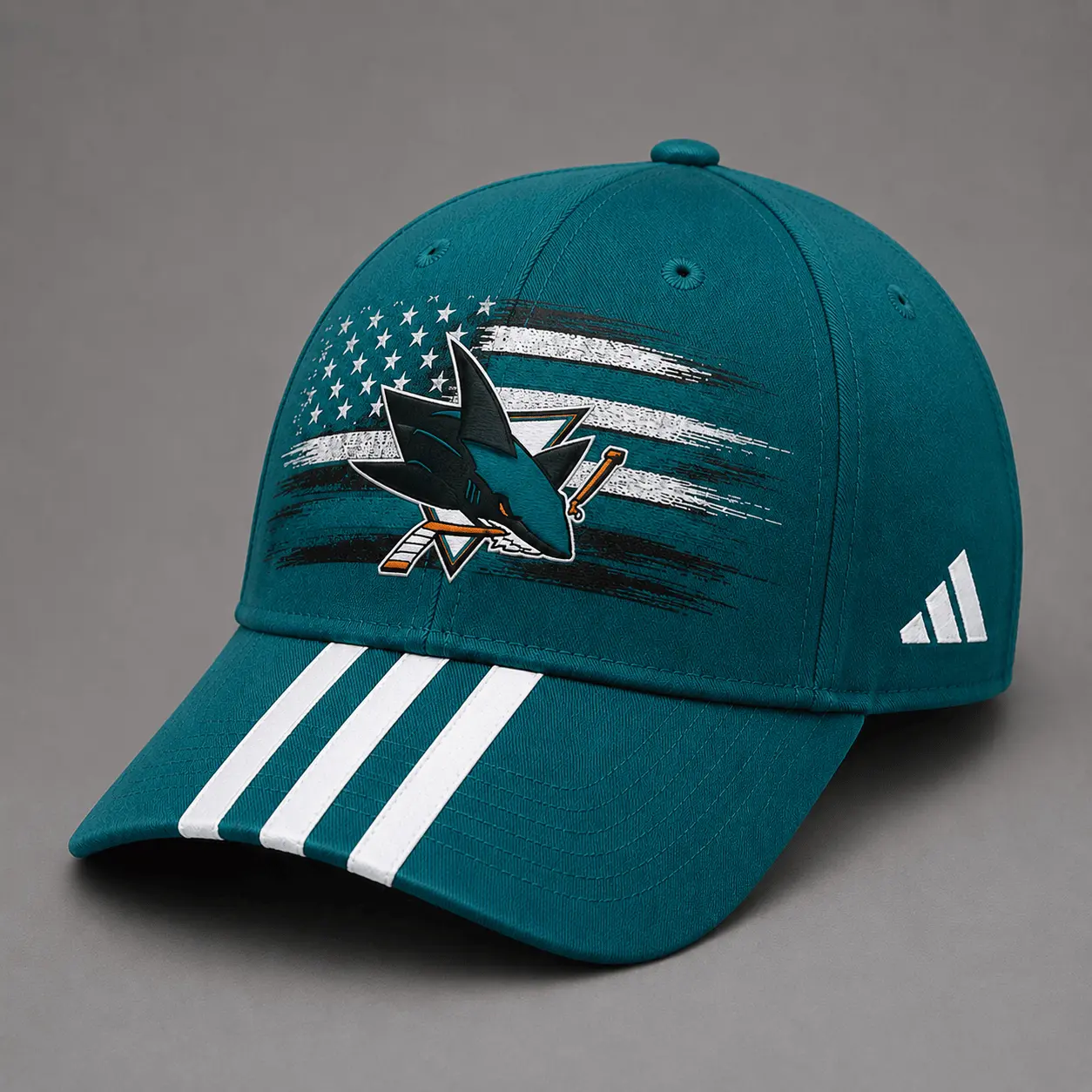 San Jose Sharks | Premium NHL Vintage American Flag Stripe Sports Cap NDN