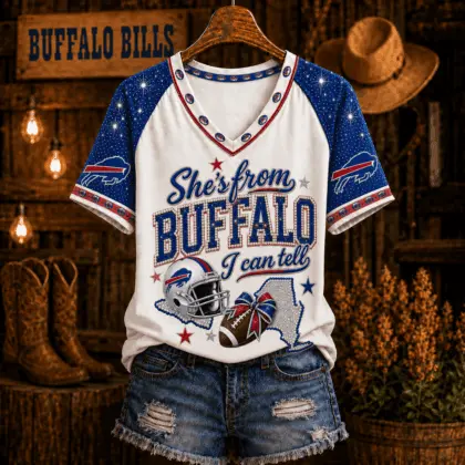 Buffalo Bills | Premium NFL Home State Bow Girl V-Neck TD