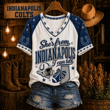 Indianapolis Colts | Premium NFL Home State Bow Girl V-Neck TD