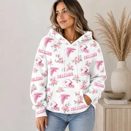 Atlanta Falcons | Premium NFL Pink Floral Team Pride Hoodie TD