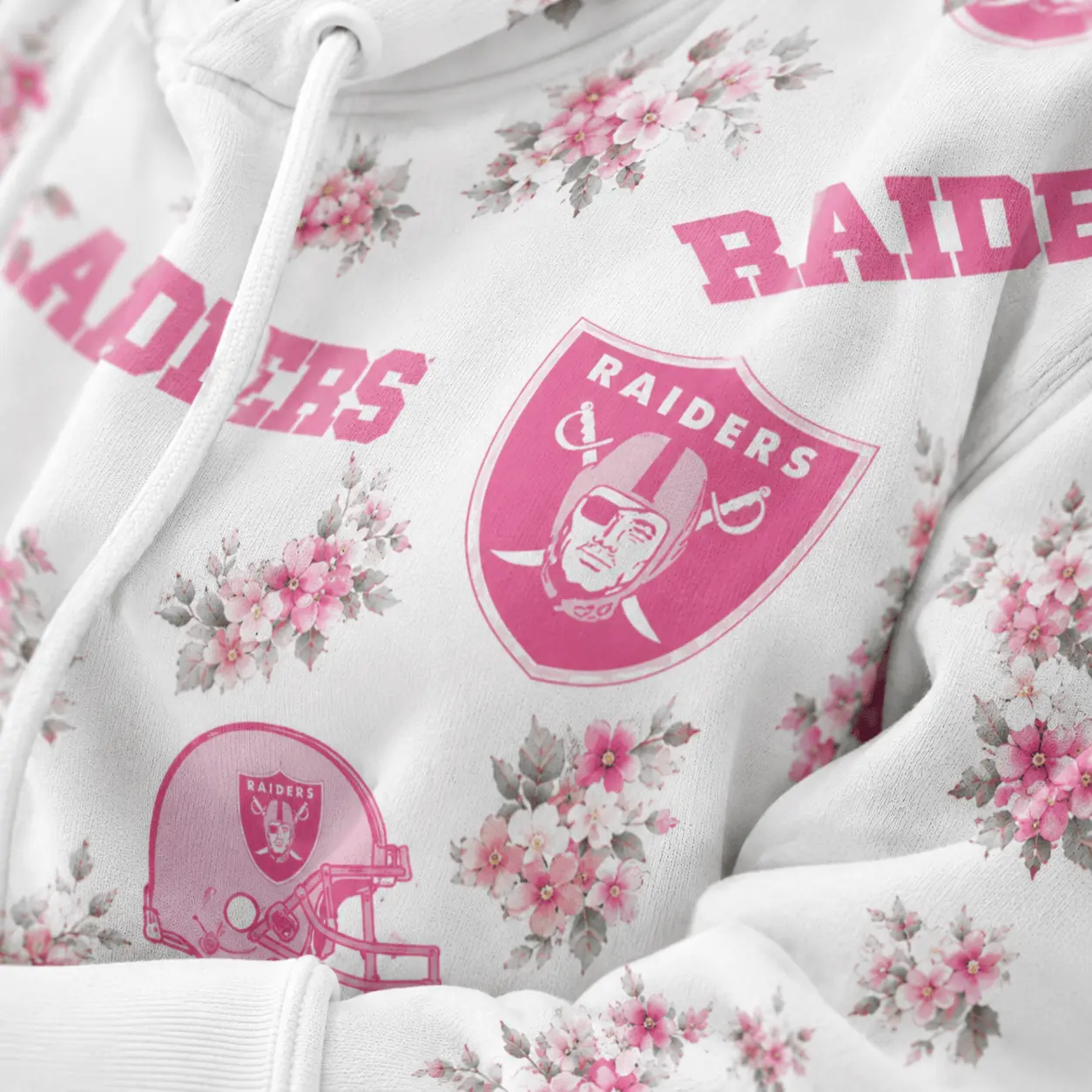 Las Vegas Raiders | Premium NFL Pink Floral Team Pride Hoodie TD - Image 3