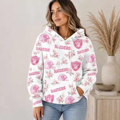 Las Vegas Raiders | Premium NFL Pink Floral Team Pride Hoodie TD