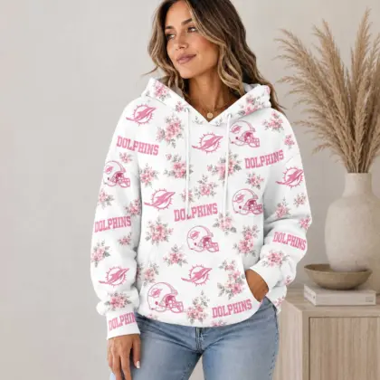Miami Dolphins | Premium NFL Pink Floral Team Pride Hoodie TD