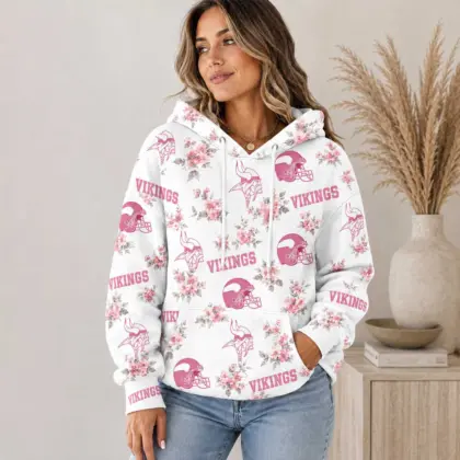 Minnesota Vikings | Premium NFL Pink Floral Team Pride Hoodie TD