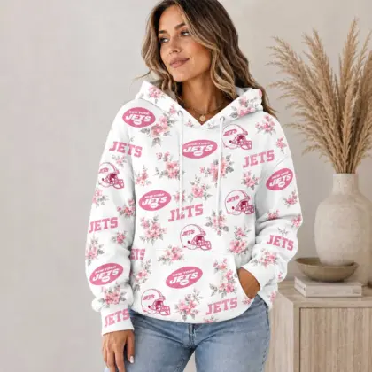 New York Jets | Premium NFL Pink Floral Team Pride Hoodie TD