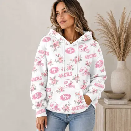 San Francisco 49ers | Premium NFL Pink Floral Team Pride Hoodie TD