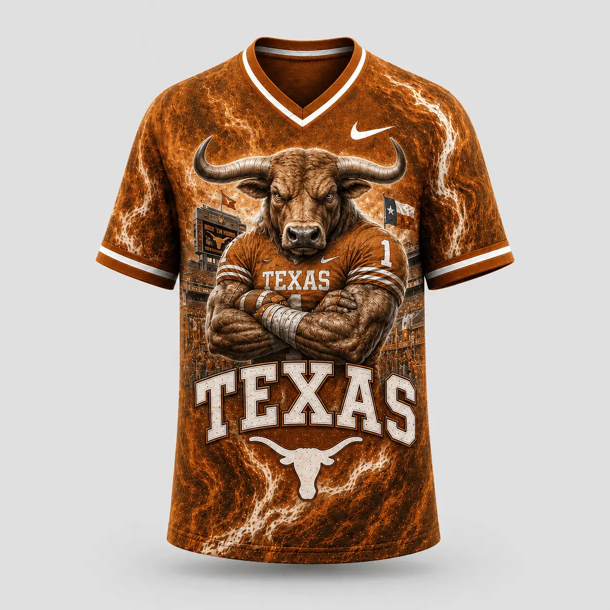 Texas Longhorns | Premium NCAA Game Day Heritage Fan V-Neck NY - Image 2