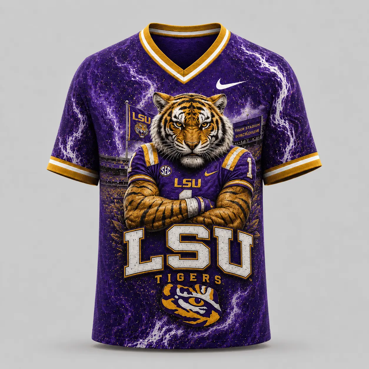 LSU Tigers | Premium NCAA Game Day Heritage Fan V-Neck NY - Image 2